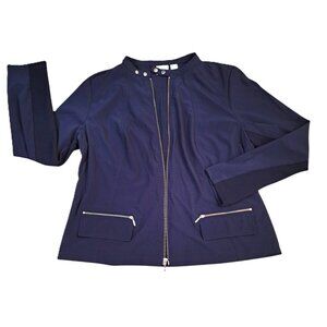 Chico's Zenergy Women's Soft Shell Full Zip Jacket Blue Long Sleeve top Sz 2